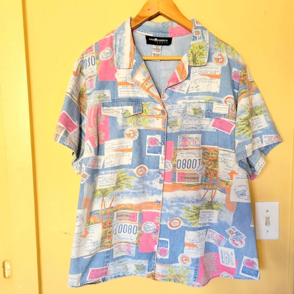 Sag Harbor Other - Sag Harbor Multicolor Postcard Print Men's Shirt